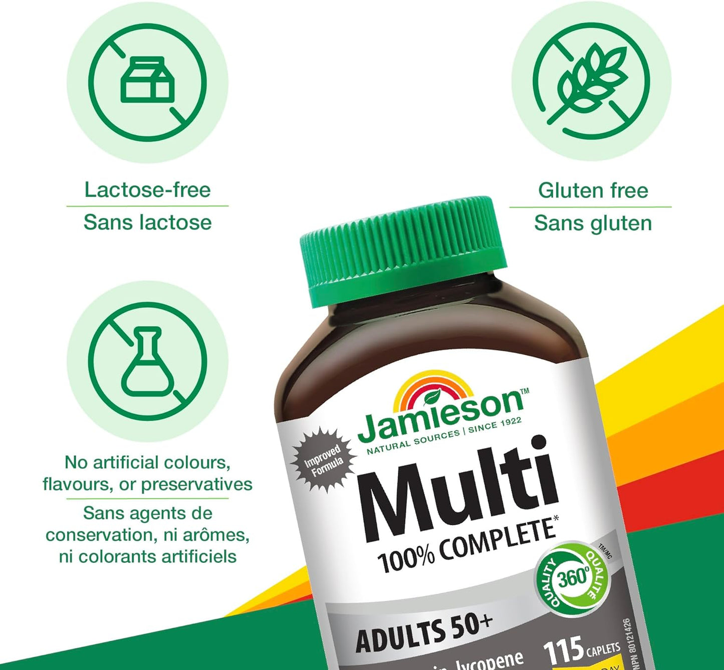 Vitamins: Jamieson 100% Multivitamin For Age 50+ Adults with Lutein, Lycopene & Calcium