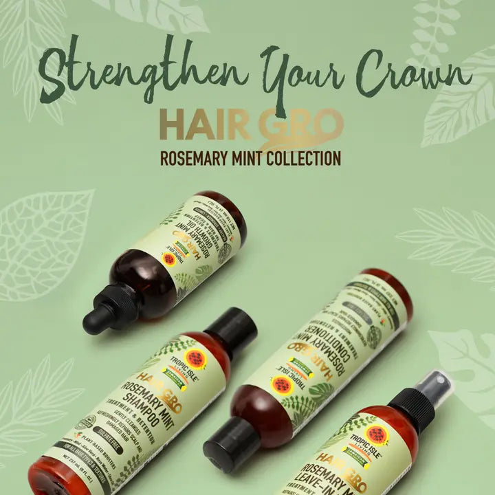 Hair Gro Rosemary Mint ConditionerTropic Isle Living's Rosemary Mint Conditioner deeply moisturizes, repairs damaged hair, and refreshes the scalp. Infused with rosemary, mint, aloe vera, rose water,Buffed Nutrition