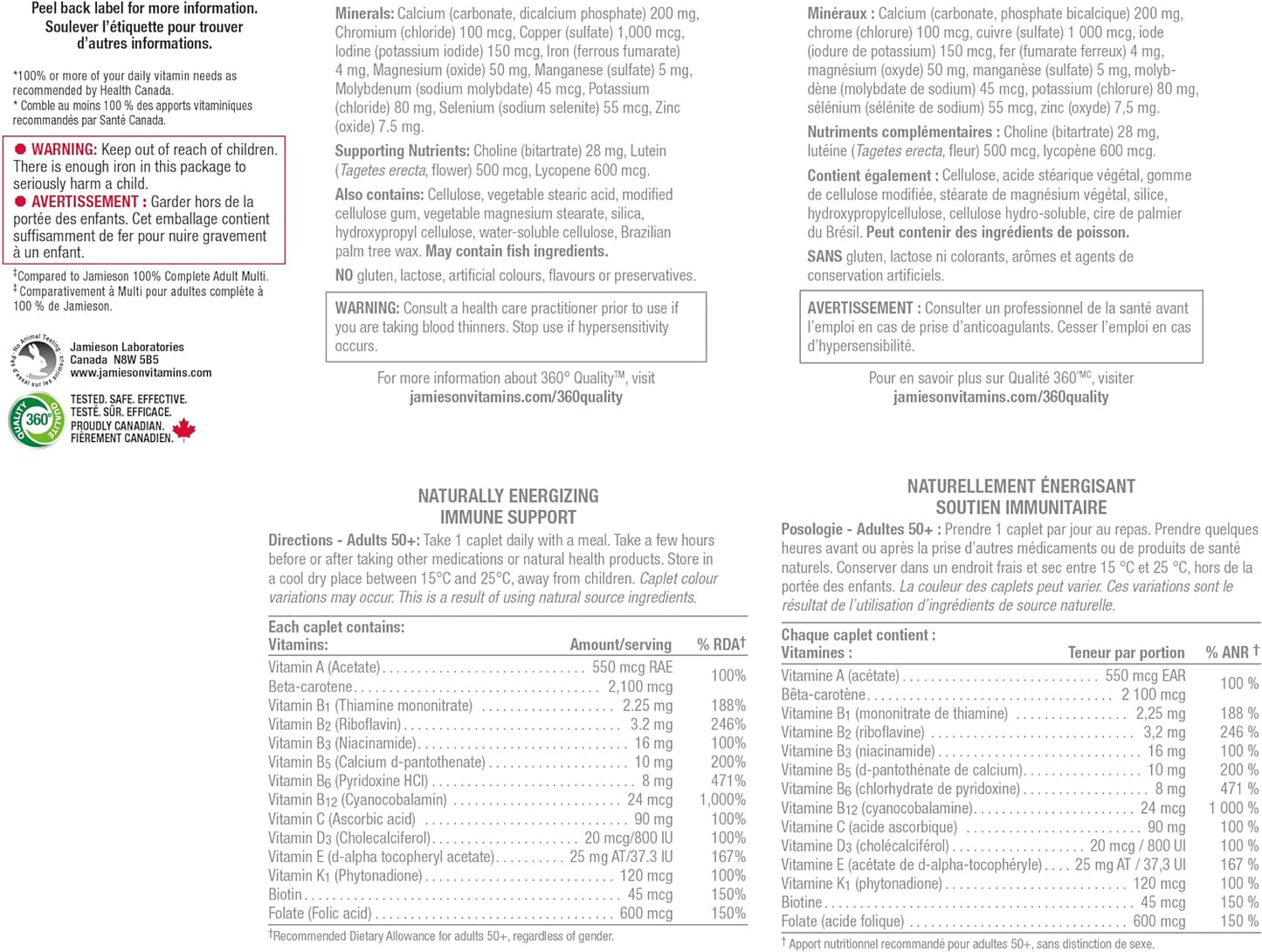 Vitamins: Jamieson 100% Multivitamin For Age 50+ Adults with Lutein, Lycopene & Calcium