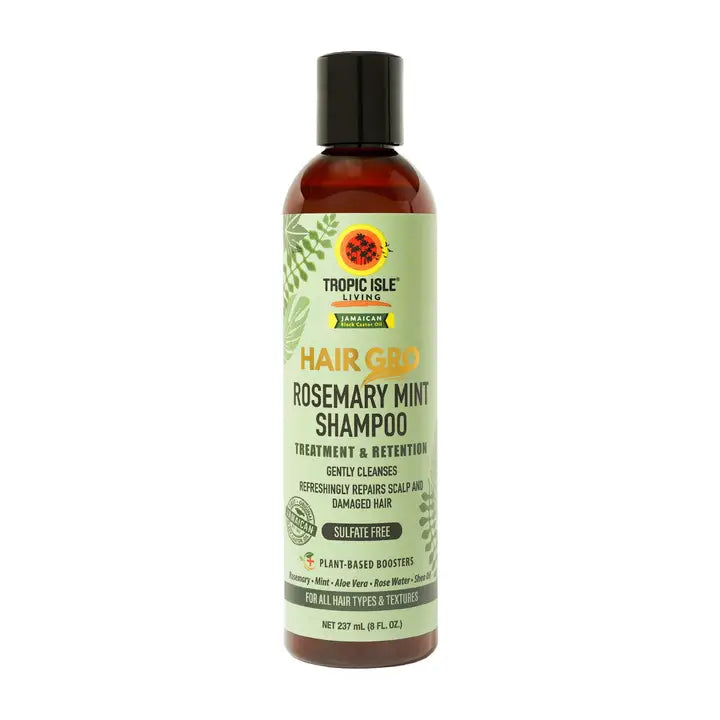 Hair Gro Rosemary Mint ShampooTropic Isle Living's Rosemary Mint Shampoo revitalizes and repairs damaged hair with a gentle, plant-based formula. 
It invigorates the scalp, hydrates hair, and leaBuffed Nutrition