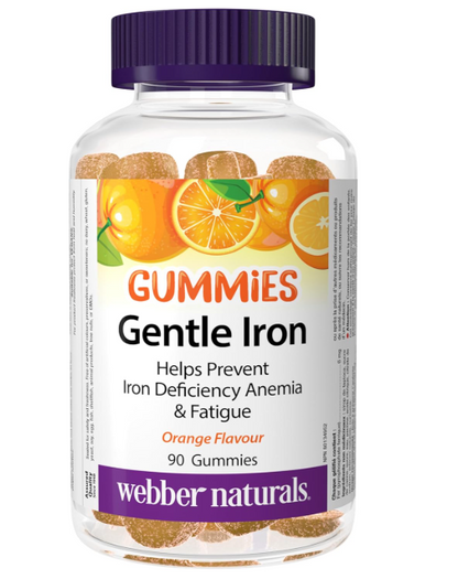 Webber Naturals Gentle Iron Gummies, 90 Gummies, Non-Constipating, Helps Prevent Iron Deficiency Anemia, Vegan