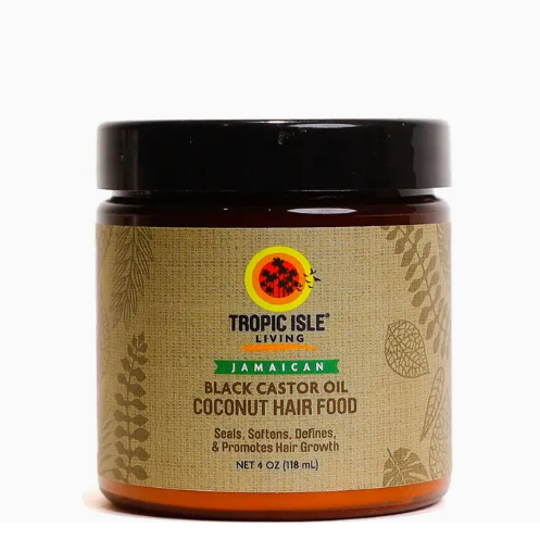 Jamaican Black Caster Hair Food Coconut (4oz)The Tropic Isle Living Coconut Jamaican Black Castor Oil Hair food helps to add moisture to your hair and prevent split ends, breakage, dry scalp, and dandruff with Buffed Nutrition